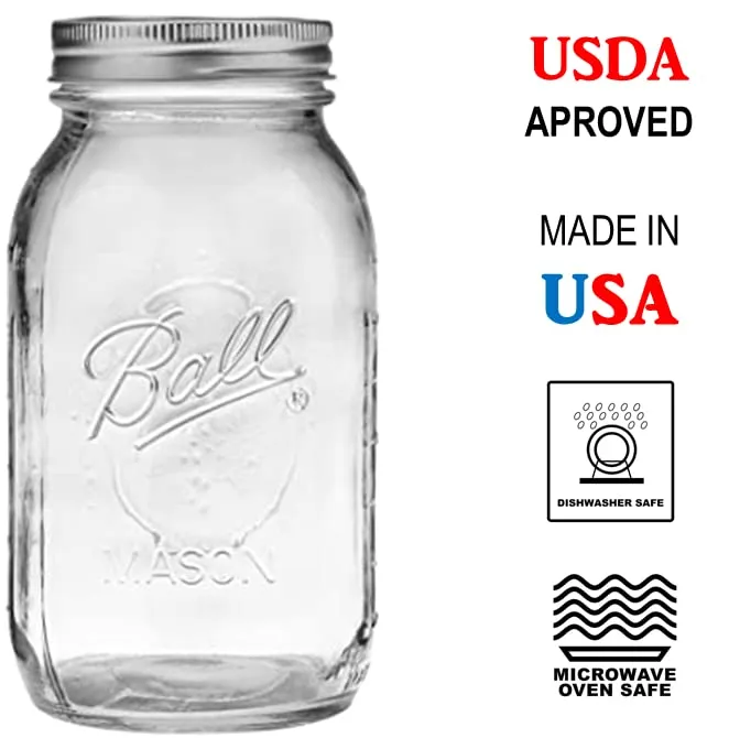 12 oz Regular-Mouth Glass Mason Canning Jars - 12 Pack
