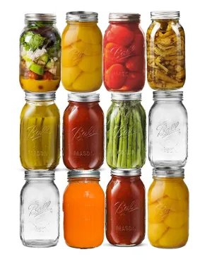 12 oz Regular-Mouth Glass Mason Canning Jars - 12 Pack
