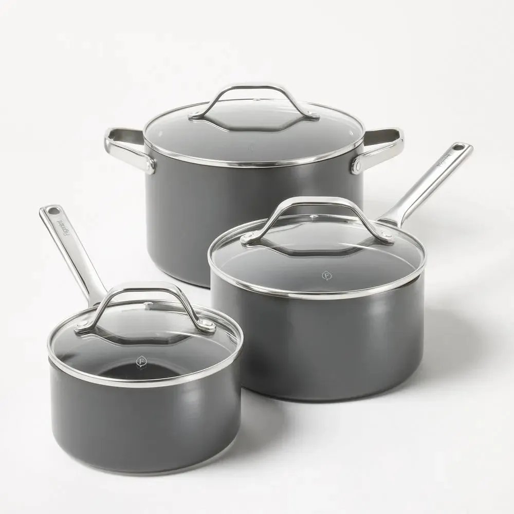 12pc Aluminum Nonstick Hard Adonized Cookware Set Dark Gray - Figmint