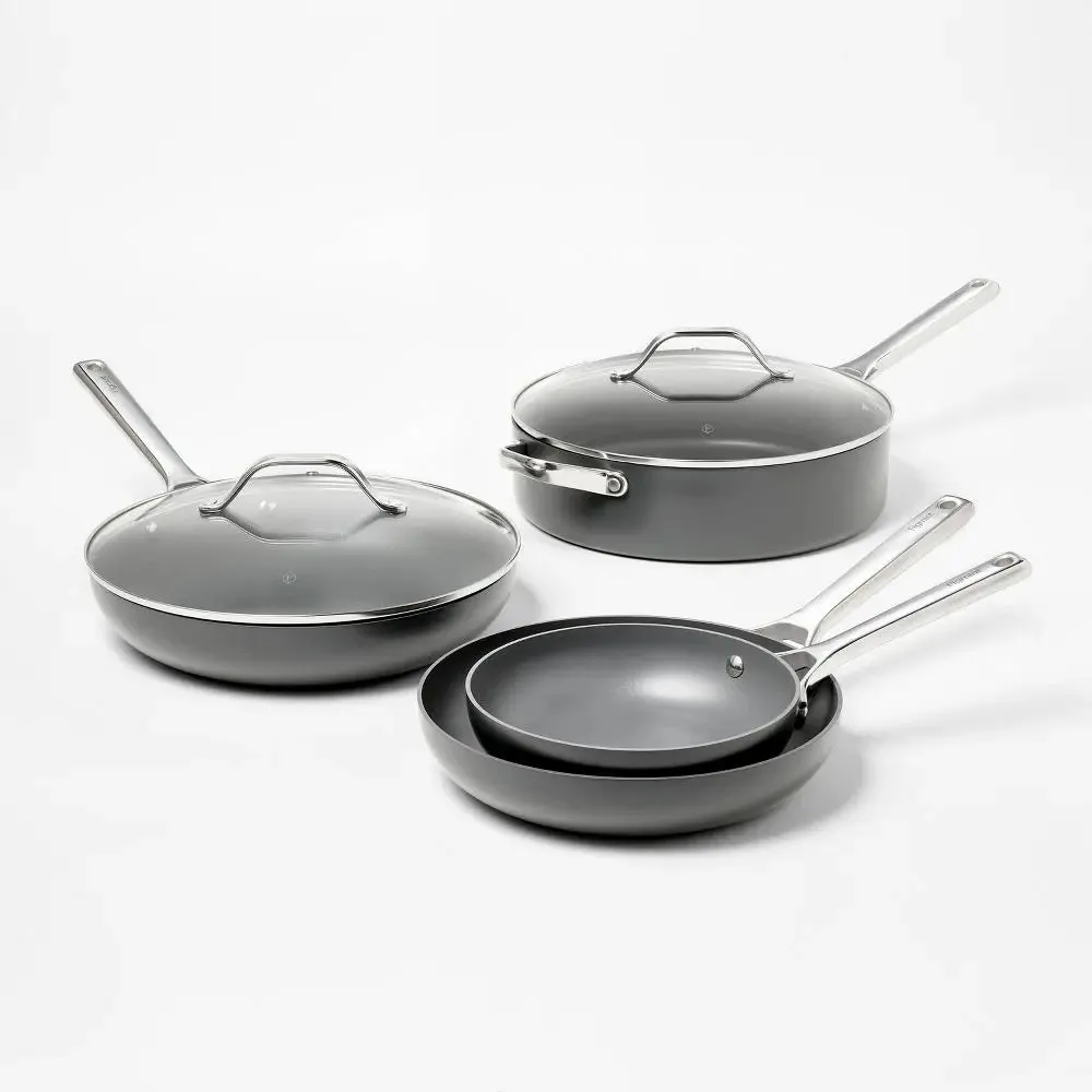 12pc Aluminum Nonstick Hard Adonized Cookware Set Dark Gray - Figmint