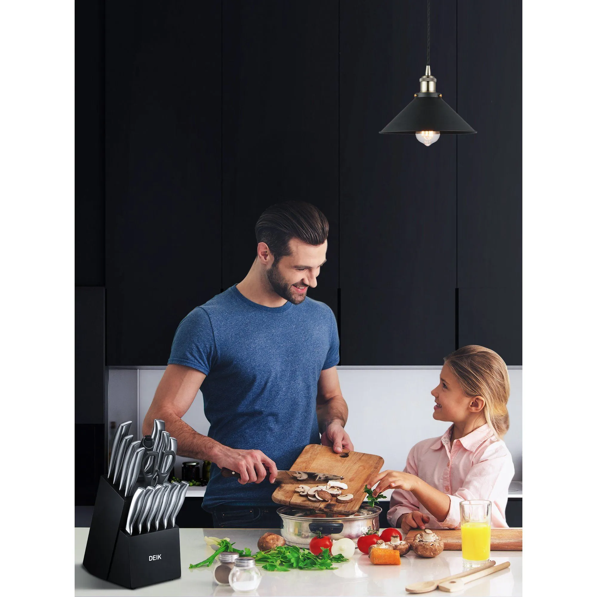 16-Piece Set: Deik Kitchen Knife Set with Wood Block