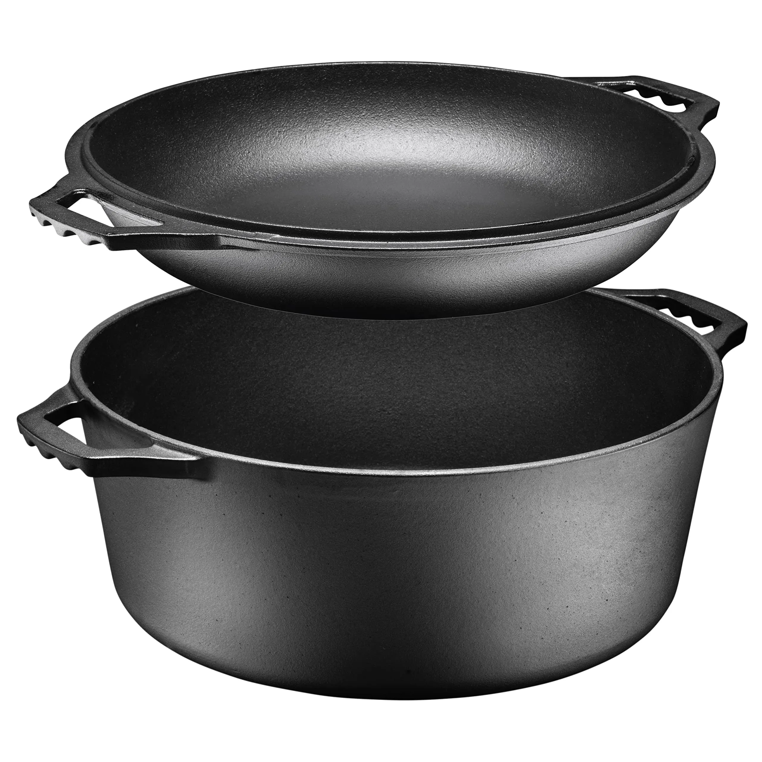 2 In 1 Double Dutch Oven And Domed Skillet Lid, 7 Quart Dutch Oven   11" Skillet Lid