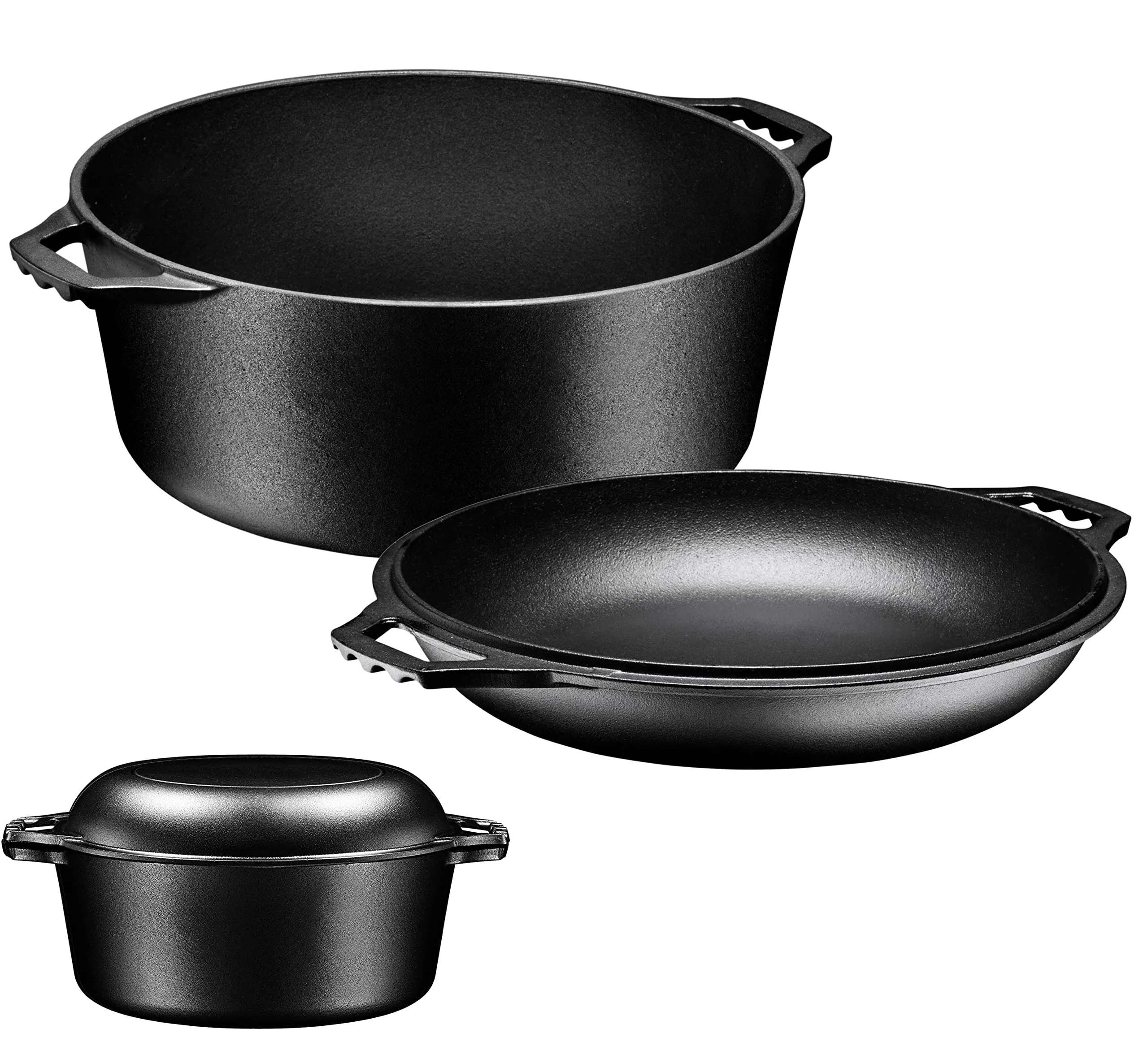 2 In 1 Double Dutch Oven And Domed Skillet Lid, 7 Quart Dutch Oven   11" Skillet Lid