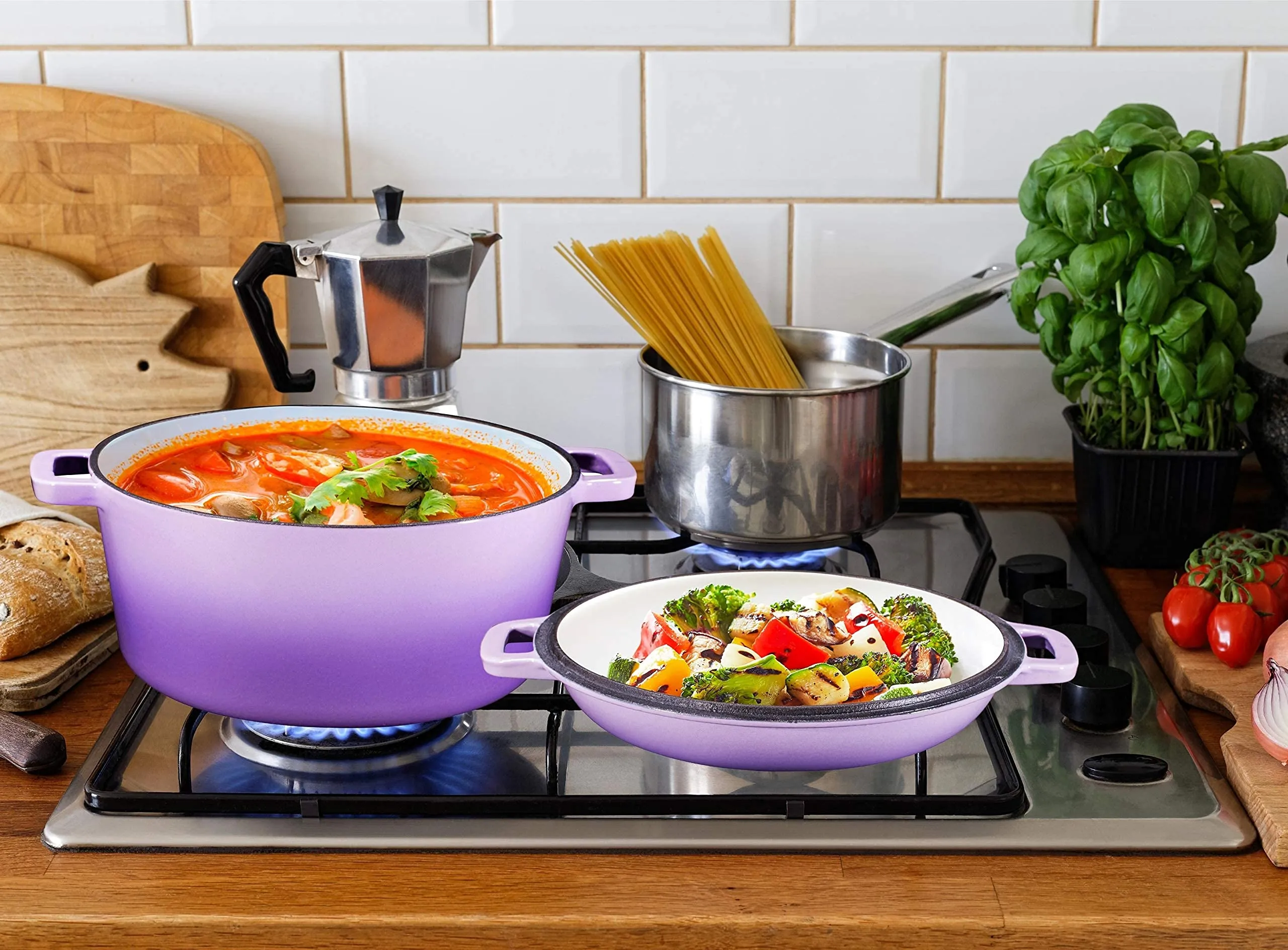 2 In 1 Double Dutch Oven And Domed Skillet Lid 7 Quart Pre