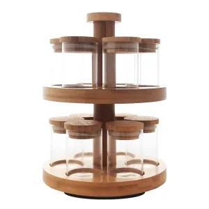 2 Tier Rotating Bamboo Spice Rack