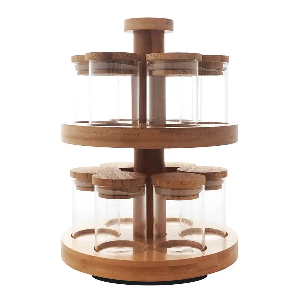 2 Tier Rotating Bamboo Spice Rack