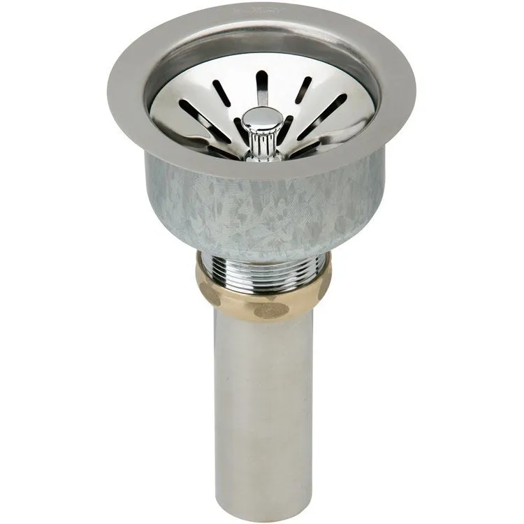 3-1/2" Deluxe Type 304 Stainless Steel Drain Fitting with Strainer Basket and Tailpiece