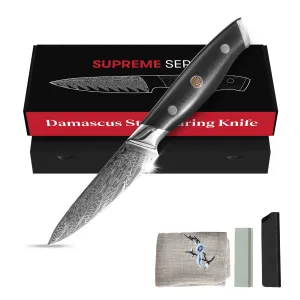 35" Damascus Steel Paring Knife With Full-Tang Handle, Sheath & Storage Box
