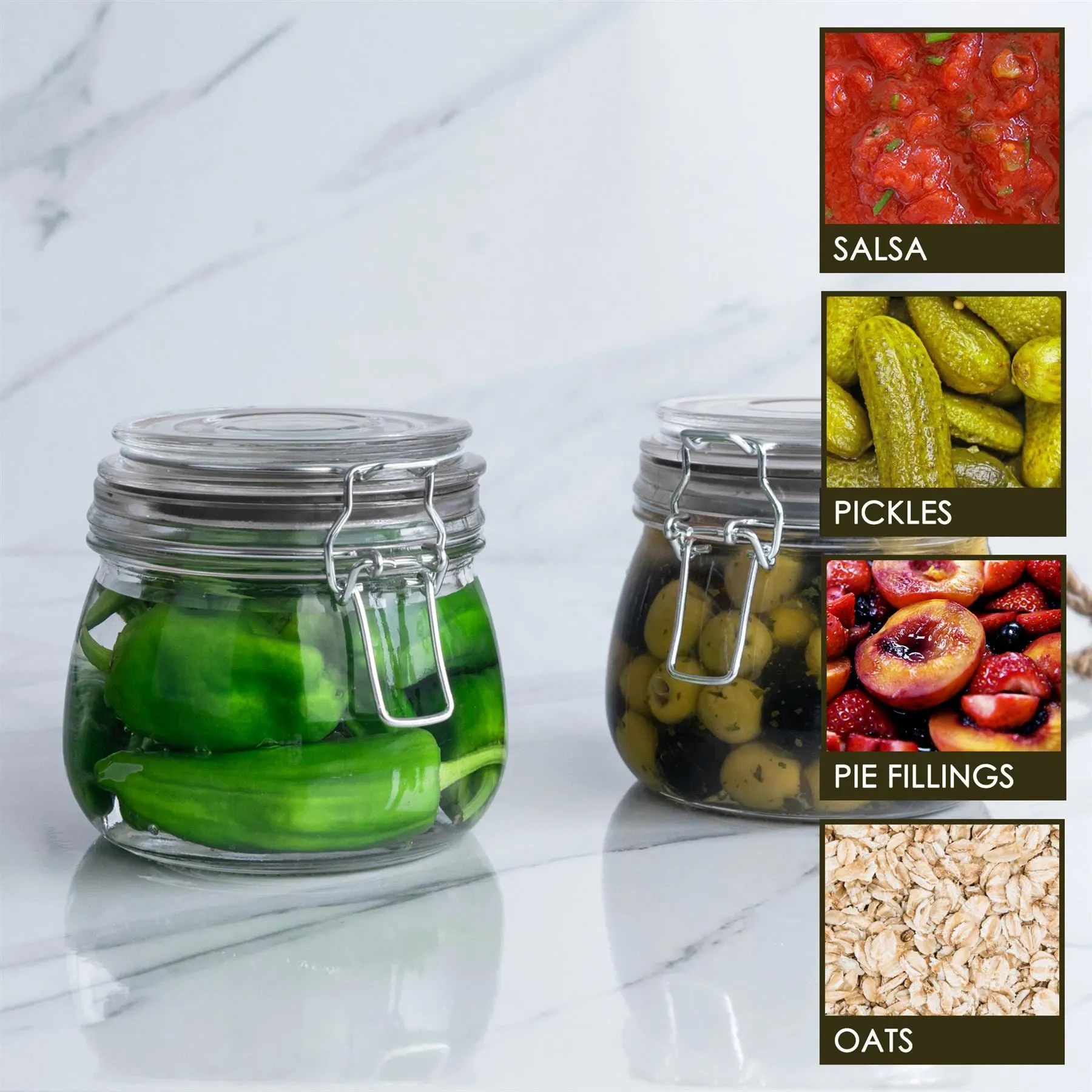 500ml Classic Glass Storage Jars - Pack of 3 - By Argon Tableware