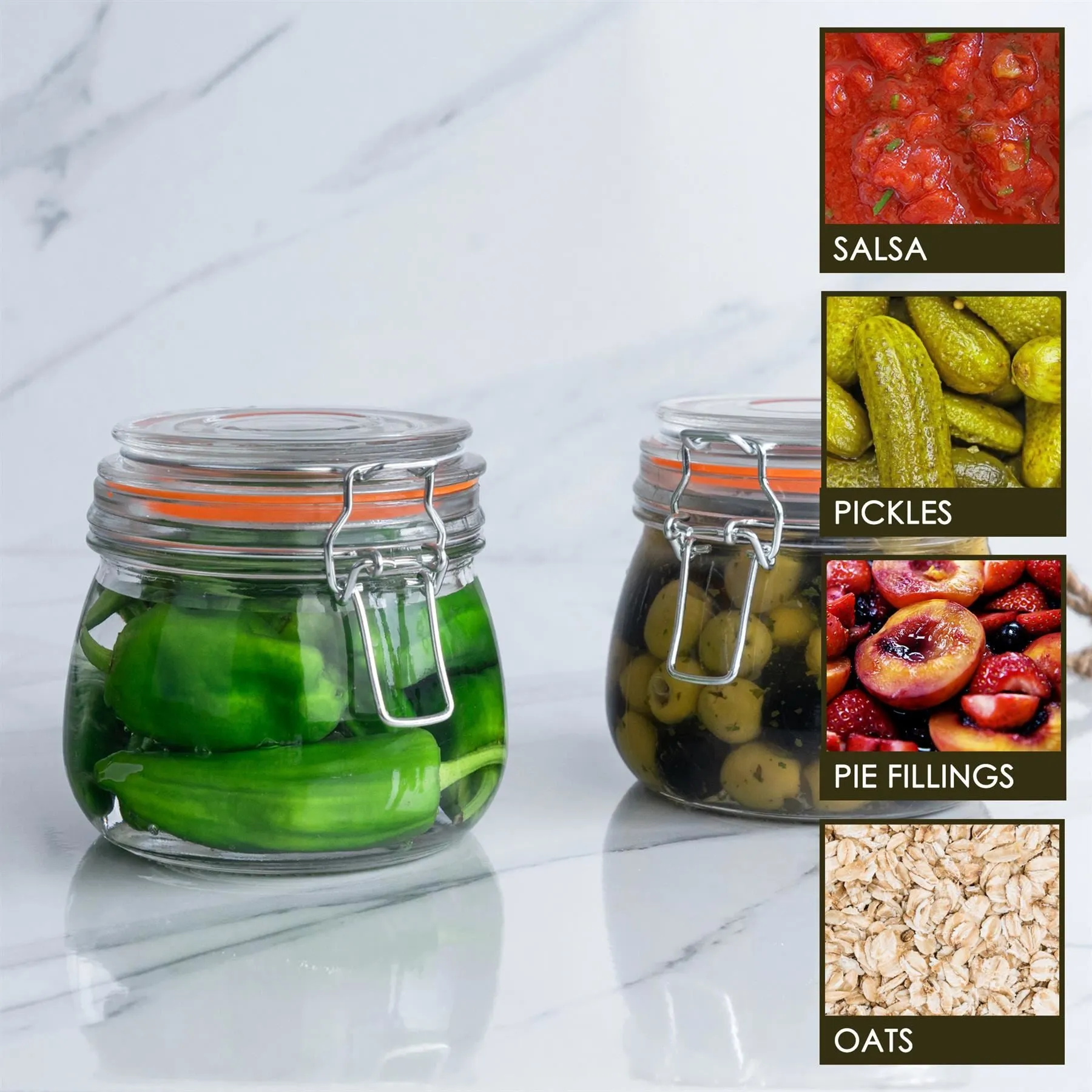 500ml Classic Glass Storage Jars - Pack of 3 - By Argon Tableware