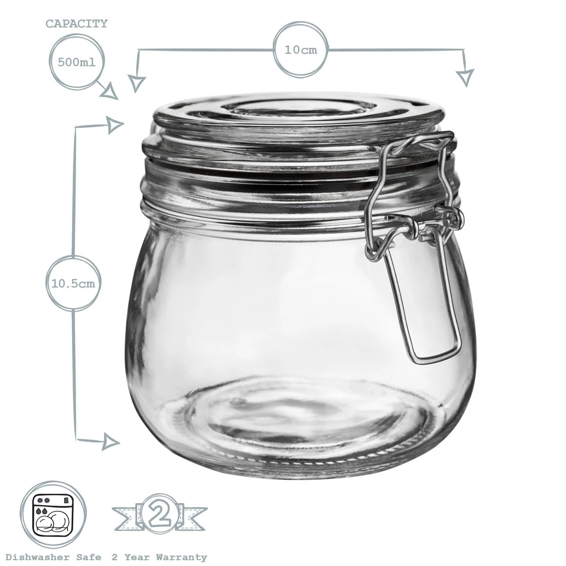 500ml Classic Glass Storage Jars - Pack of 3 - By Argon Tableware