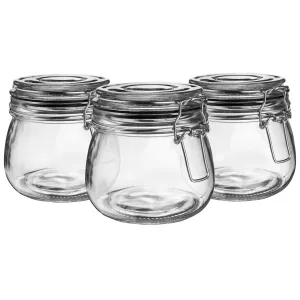 500ml Classic Glass Storage Jars - Pack of 3 - By Argon Tableware