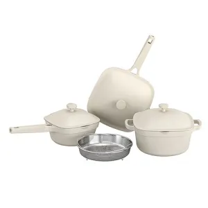 Cream 7-Piece Nonstick Ceramic Cookware Set with Cast Aluminum Construction