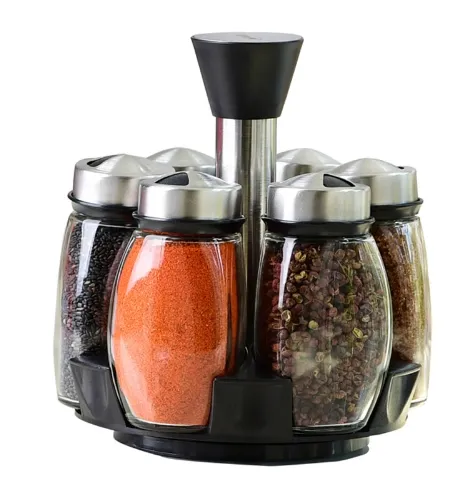 7pcs/set Condiment Set Pepper and Salt Cruet glass Kitchen Spice Rack Set,6pcs Jars   1pc Rack,cooking tools high quality.