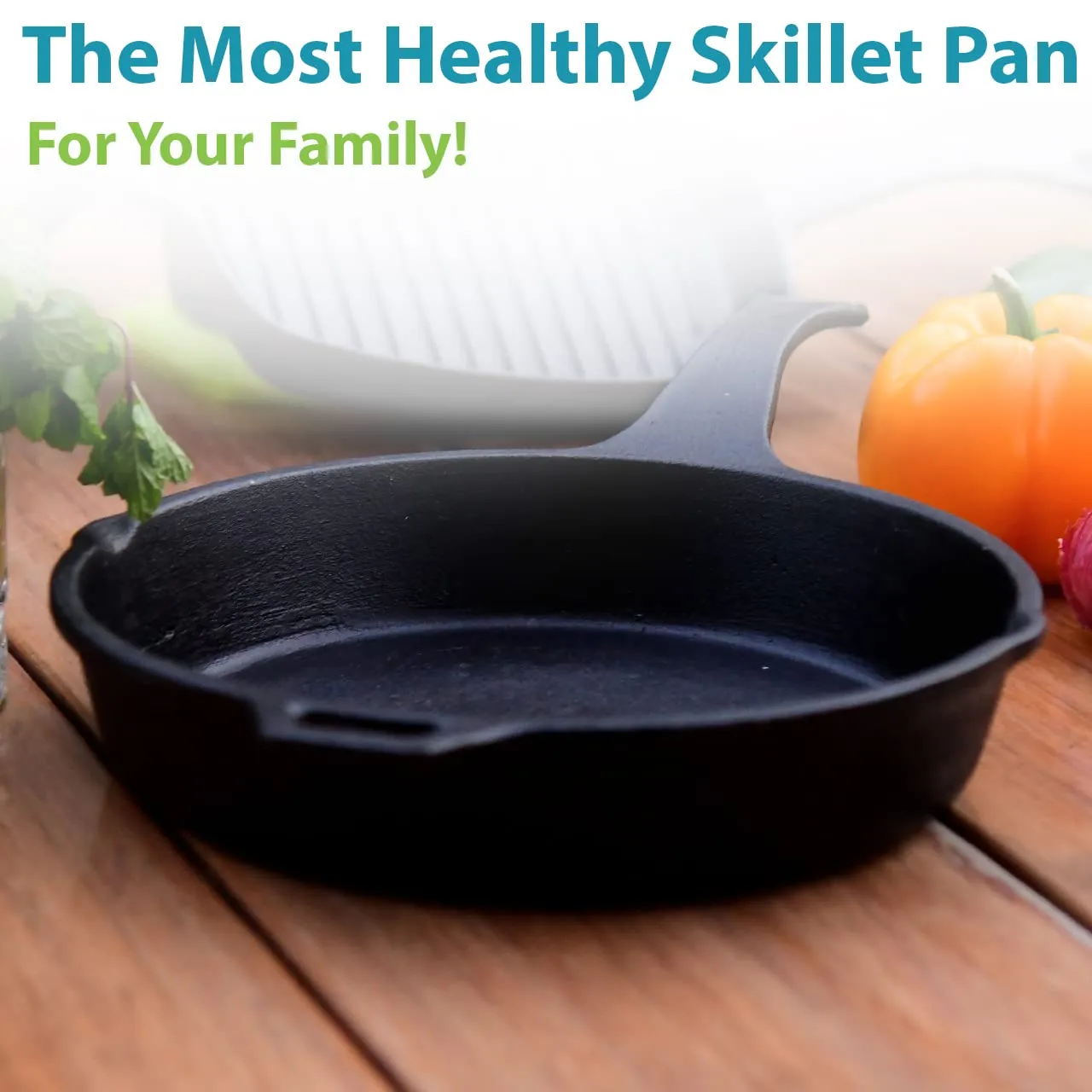 9" Single Handle Skillet | Frying & Sautéing | Pre-Seasoned Cast Iron | Healthful