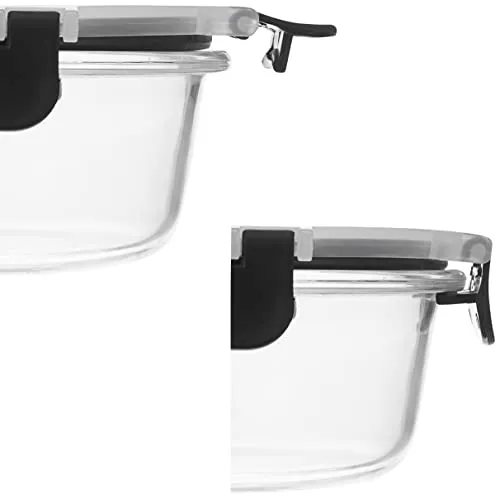 Amazon Brand - Solimo Borosilicate container 400ml- set of 2,Detachable Lid(Glass)