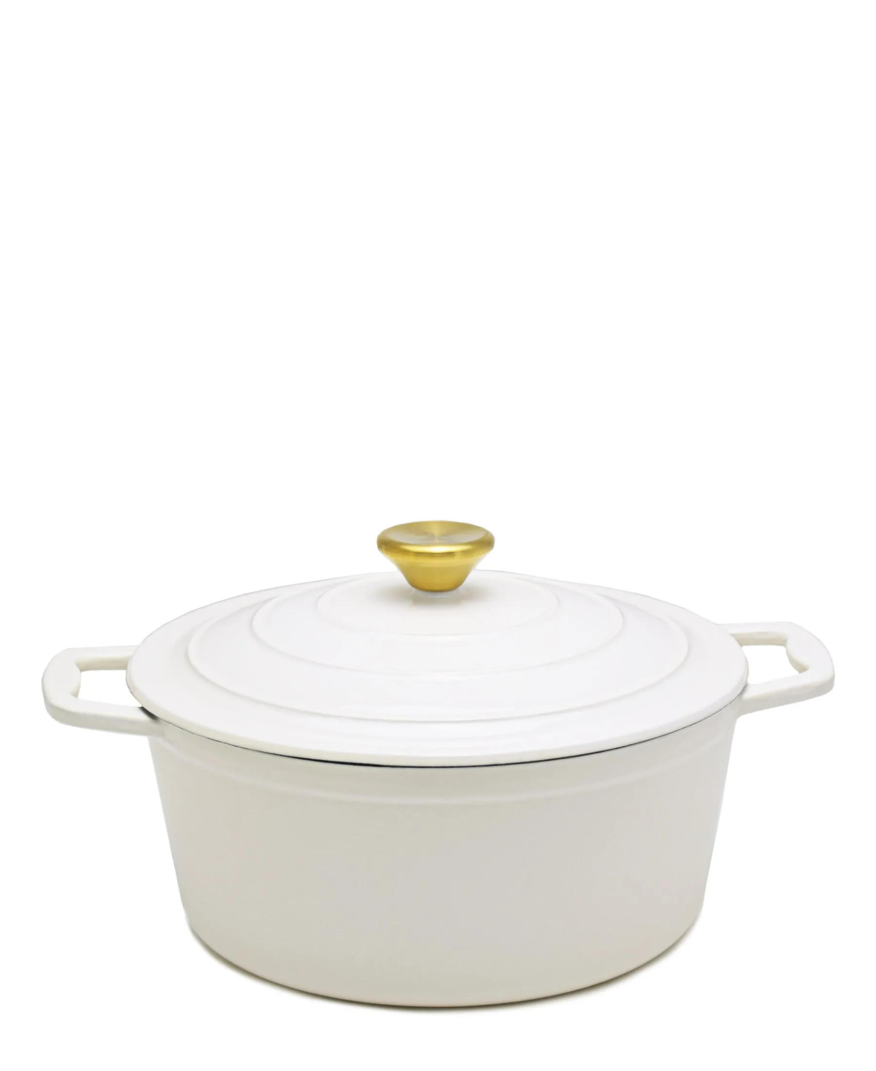 4.8 Liter Aqua Enamel Cast Iron Casserole - White with Gold Lid