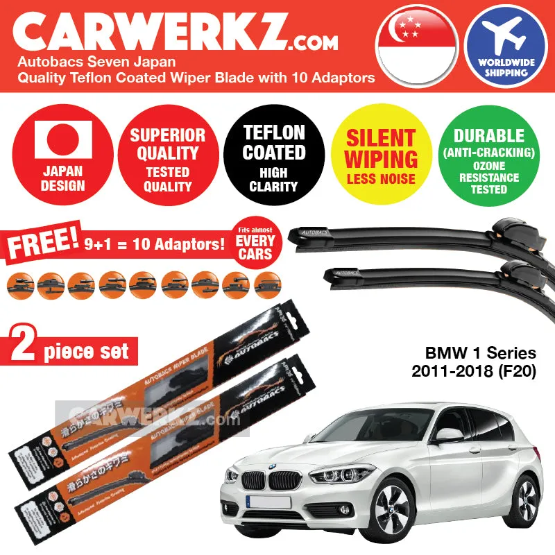 Autobacs Seven Japan Teflon Coated Flex Aerodynamic Wiper Blade with 10 Adaptors for BMW 1 Series 2011-2019 F20 (22" 18")