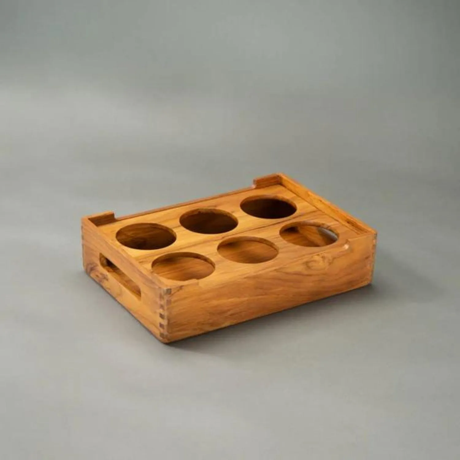 Beer Serving Caddy | Premium Teak Wood | For 6 Bottles/Cans | Bar Ware| 15"