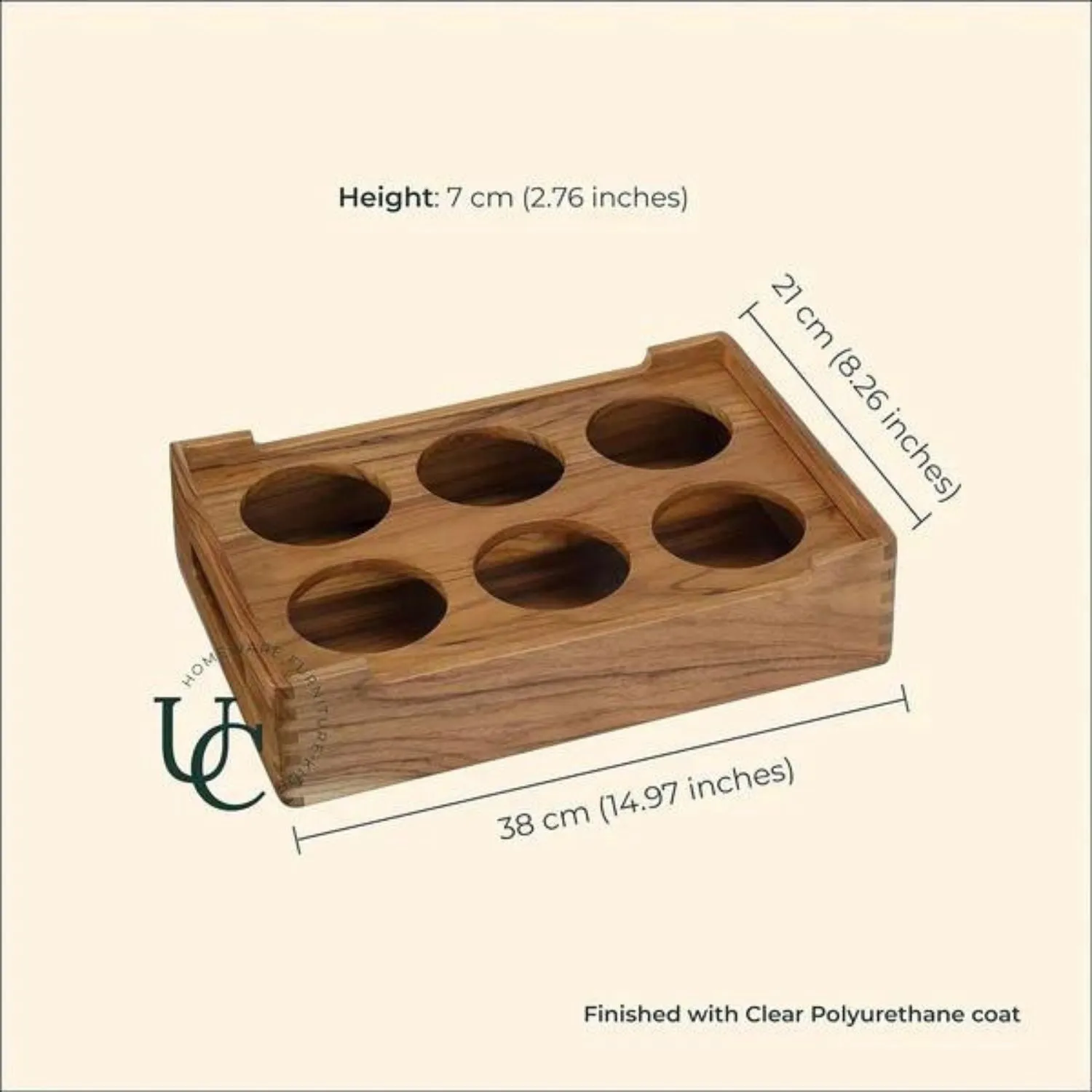 Beer Serving Caddy | Premium Teak Wood | For 6 Bottles/Cans | Bar Ware| 15"