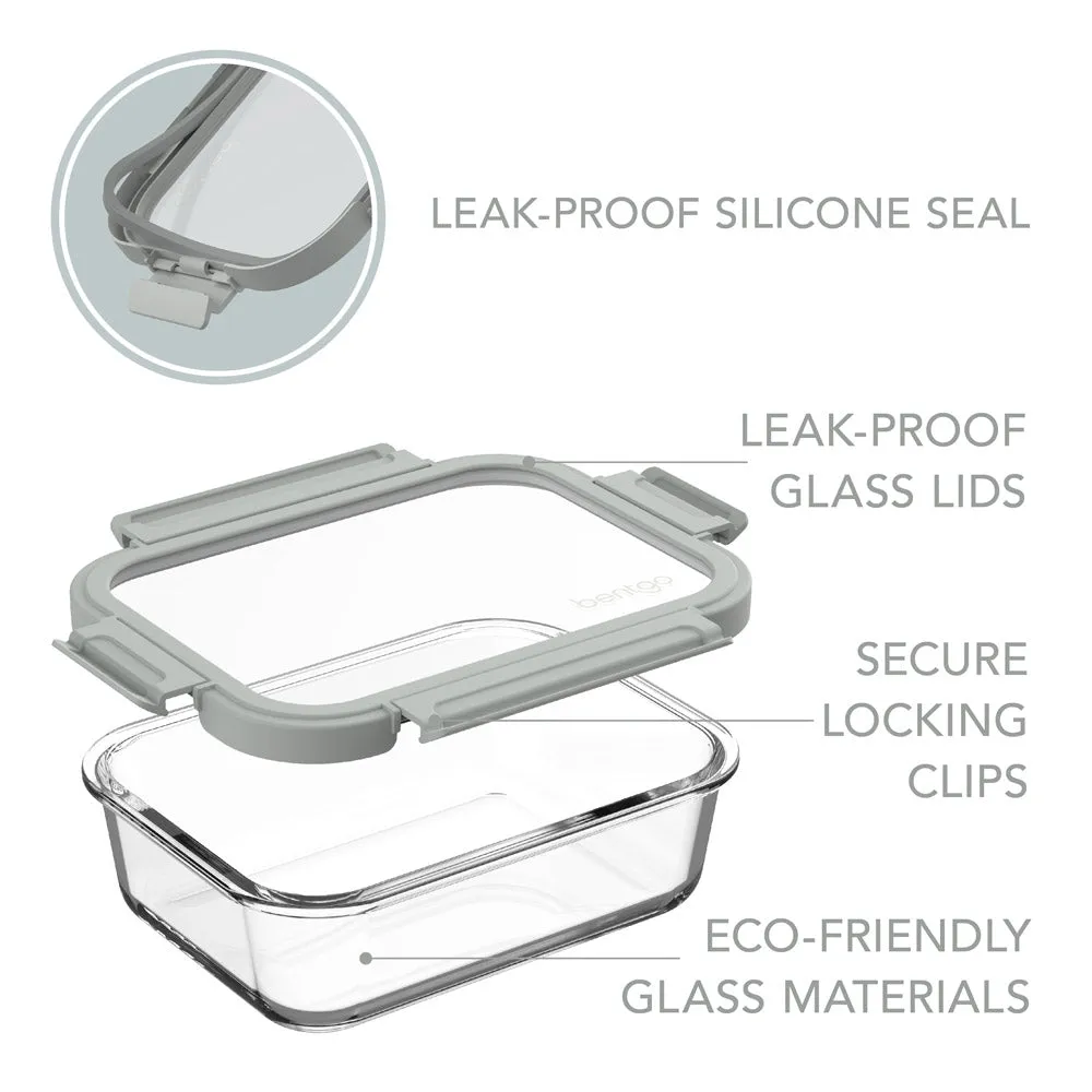 Bentgo Glass Leak-Proof Food Storage Set (4pc) - Pebble/Fog
