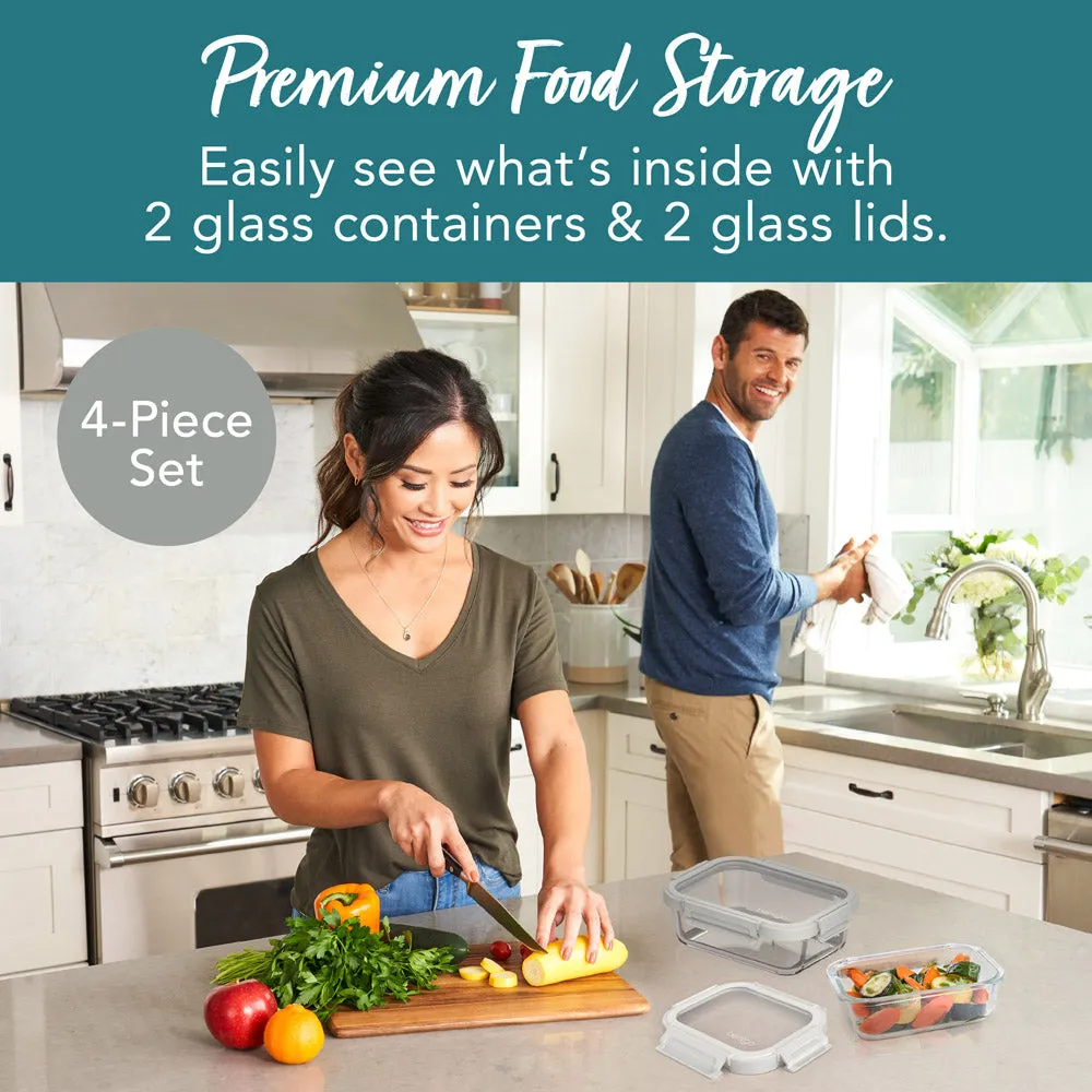 Bentgo Glass Leak-Proof Food Storage Set (4pc) - Pebble/Fog