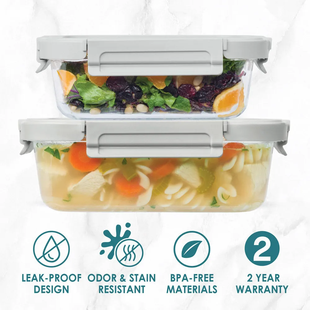 Bentgo Glass Leak-Proof Food Storage Set (4pc) - Pebble/Fog