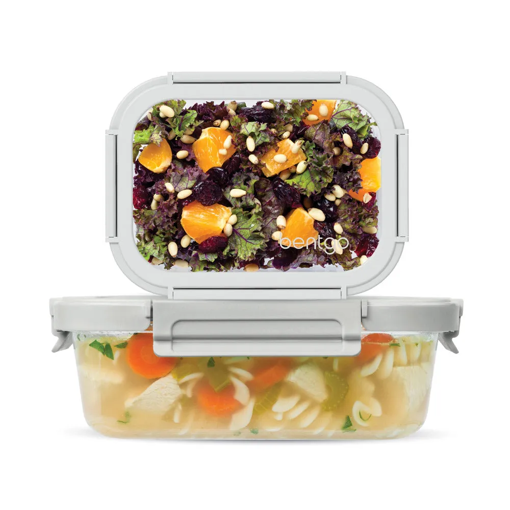 Bentgo Glass Leak-Proof Food Storage Set (4pc) - Pebble/Fog