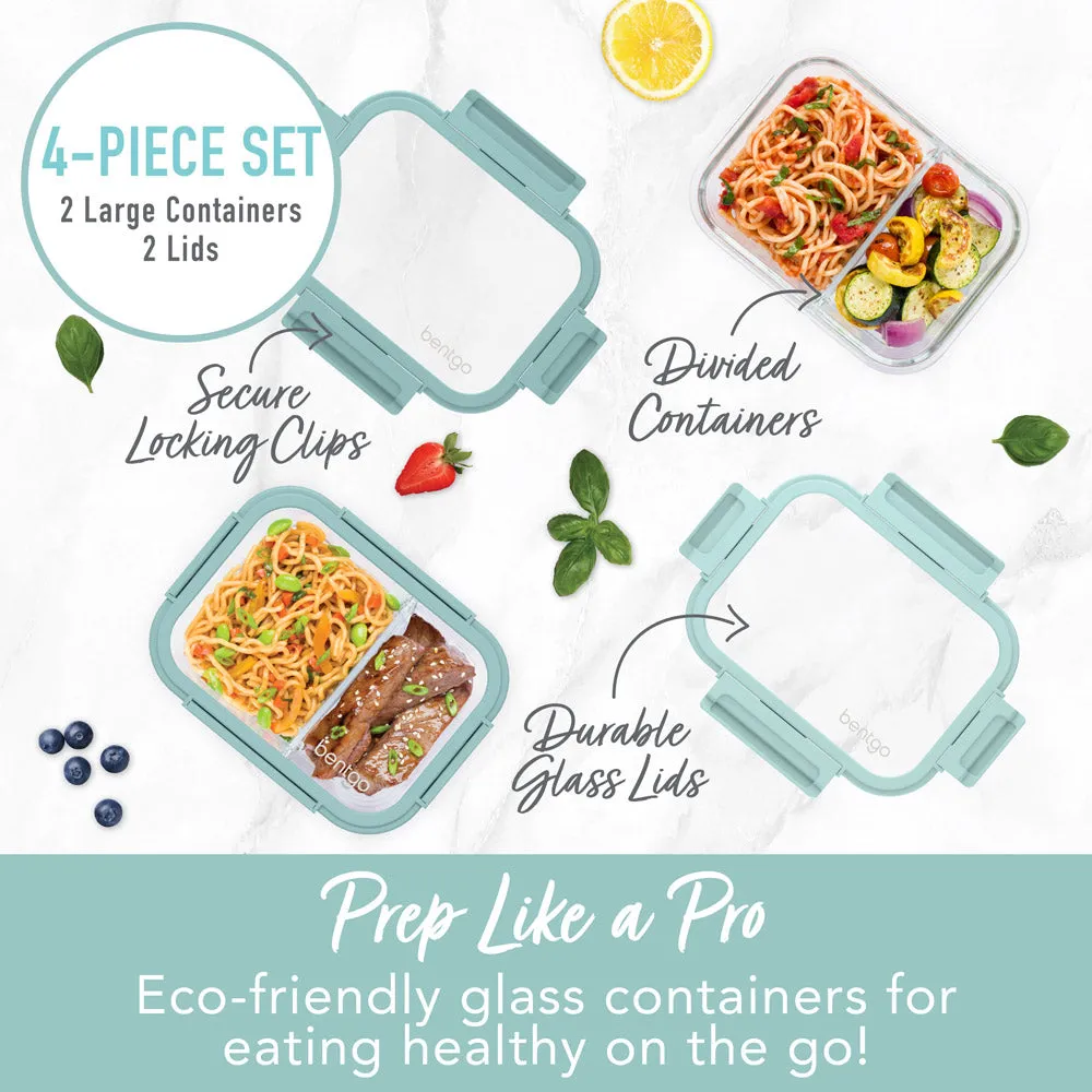 Bentgo Glass Leak-Proof Meal Prep Set (4pc) - Seafoam/Seaglass