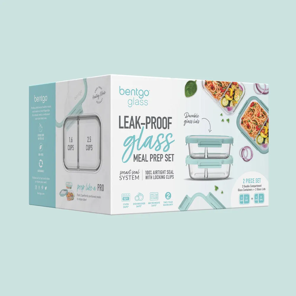 Bentgo Glass Leak-Proof Meal Prep Set (4pc) - Seafoam/Seaglass