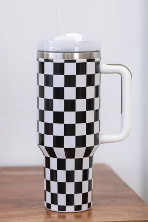 Black and White Checkered Tumbler
