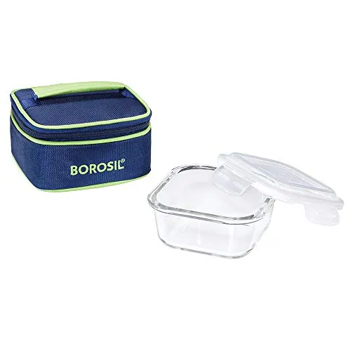 Borosil Glass Lunch Box, (Blue, 520ml)