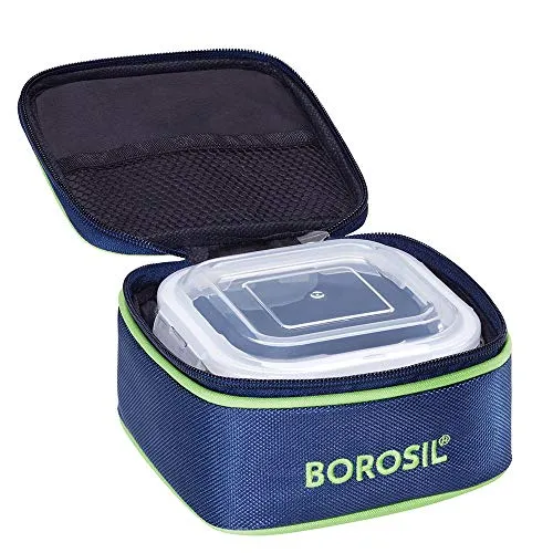 Borosil Glass Lunch Box, (Blue, 520ml)