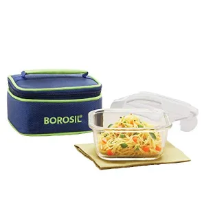 Borosil Glass Lunch Box, (Blue, 520ml)