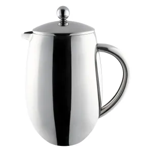 Café Olé 12 Cup Bellied Cafetiere, Double Wall, Mirror Finish