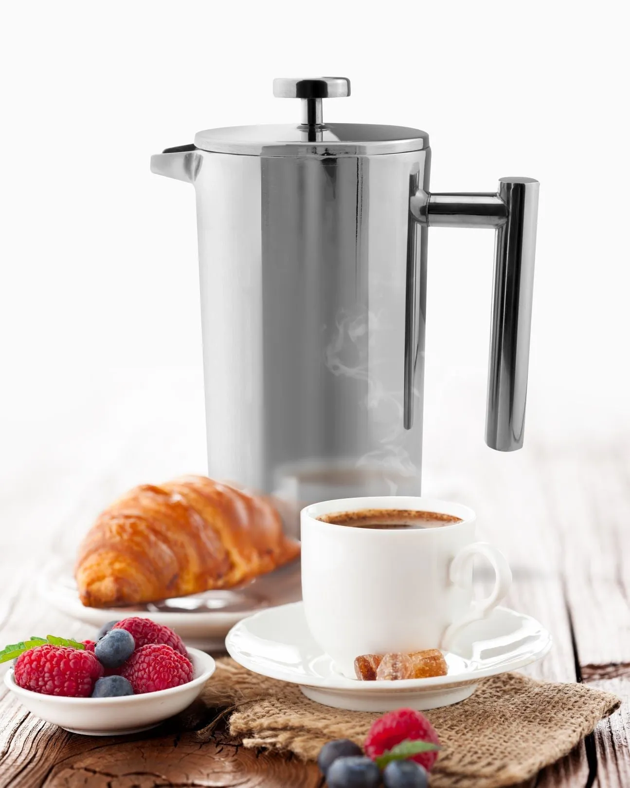 Café Olé 12 Cup Straight Sided Cafetiere, Mirror Finish