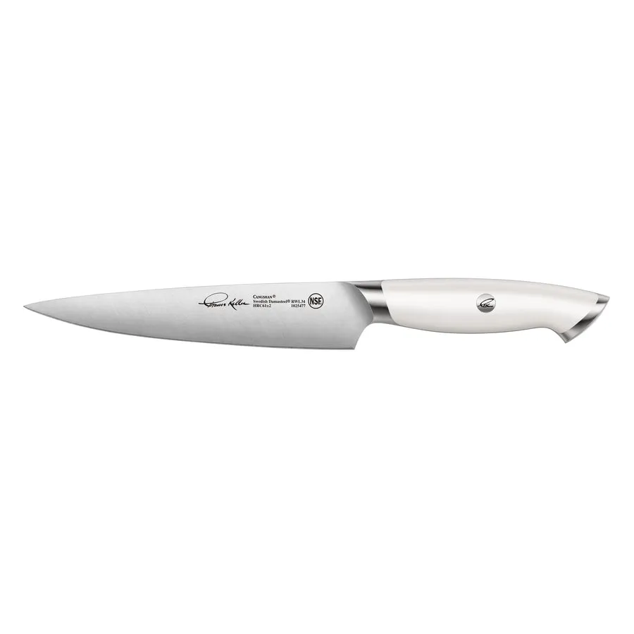 Cangshan TKSC White Series 1025477 Swedish Damasteel RWL34 Powder Steel Forged 7" Utility Knife