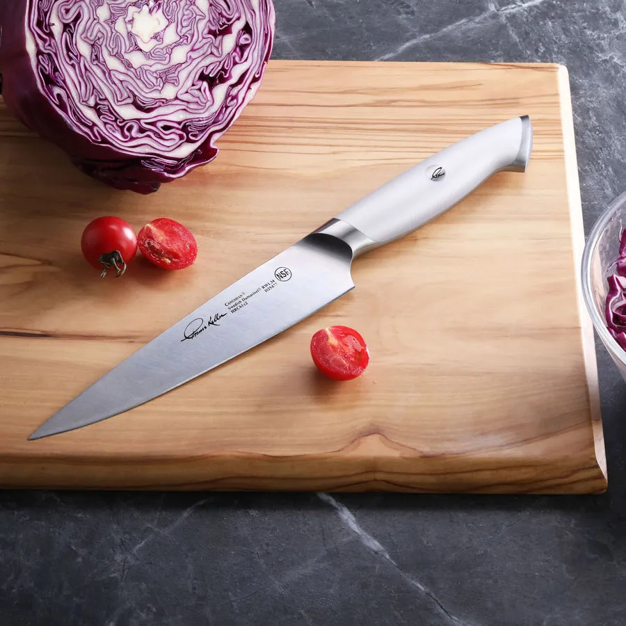 Cangshan TKSC White Series 1025477 Swedish Damasteel RWL34 Powder Steel Forged 7" Utility Knife