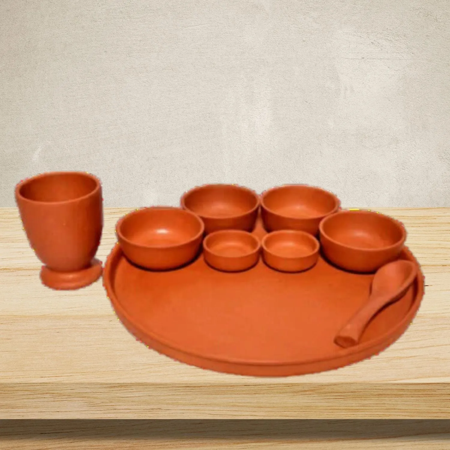 Clay Dinner Set of 9 Pieces | 100% Genuine Clay Tableware | Healthful