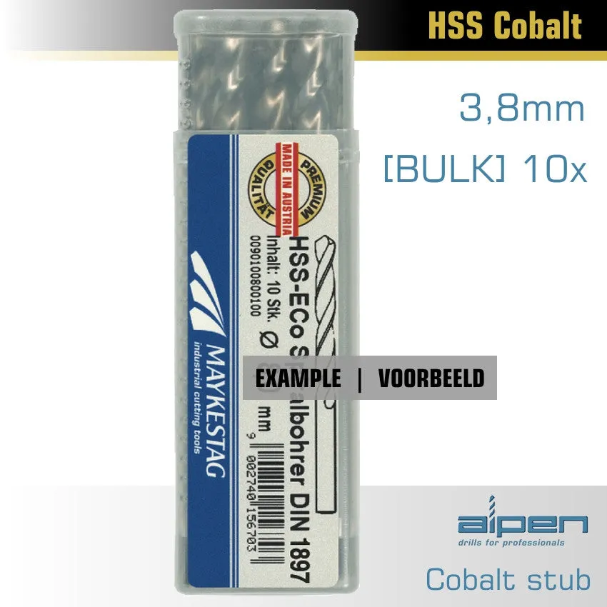 COBALT DRILL BIT SHORT BULK 3.8MM