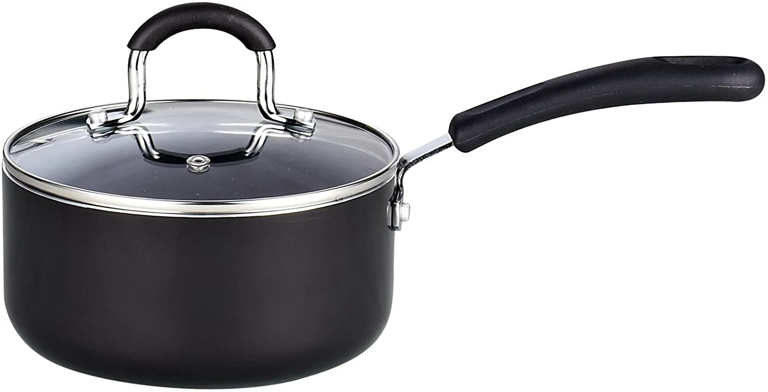 Cook N Home Pots and Pans Nonstick Kitchen Cookware Sets include Saucepan Frying Pan Stockpots 8-Piece, Heavy Gauge, Stay Cool Handle, Black