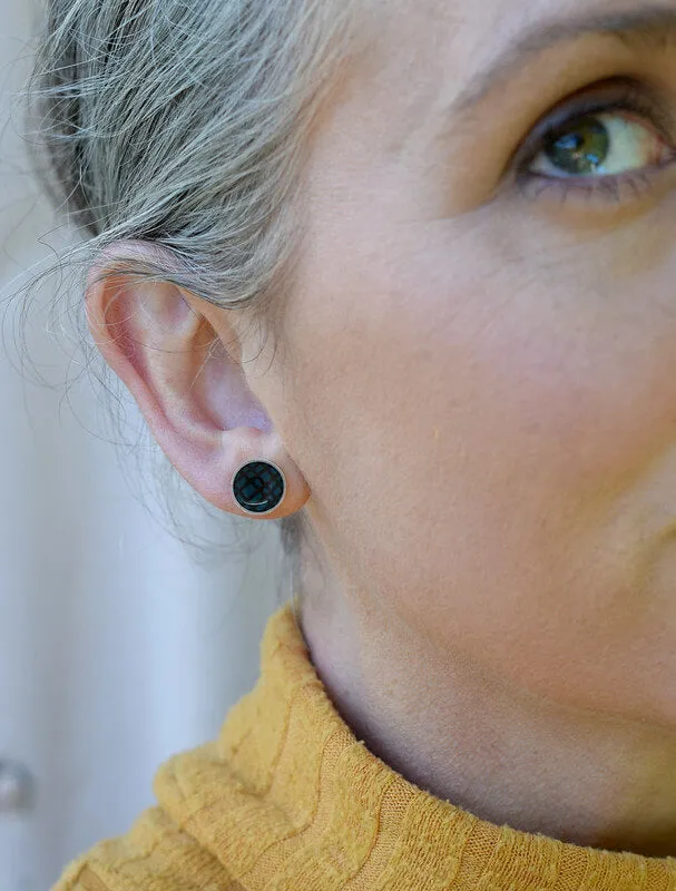 Crosshatch - Birds Nests For Hair - circle stud earrings