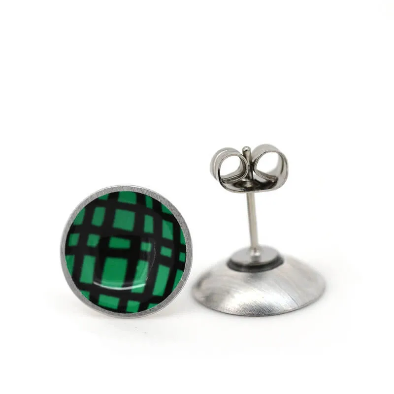 Crosshatch - Birds Nests For Hair - circle stud earrings