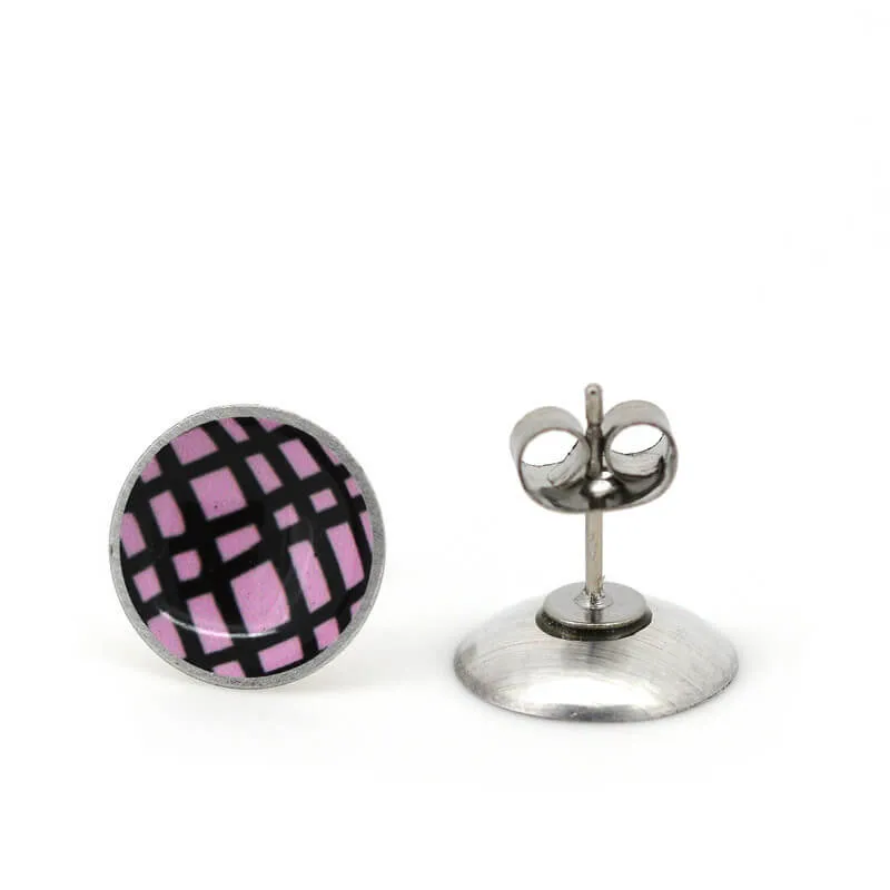 Crosshatch - Birds Nests For Hair - circle stud earrings