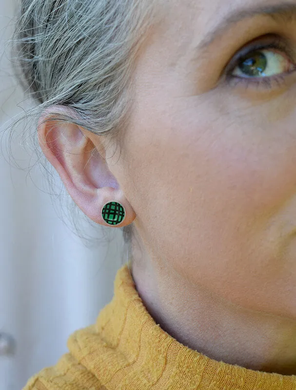 Crosshatch - Birds Nests For Hair - circle stud earrings