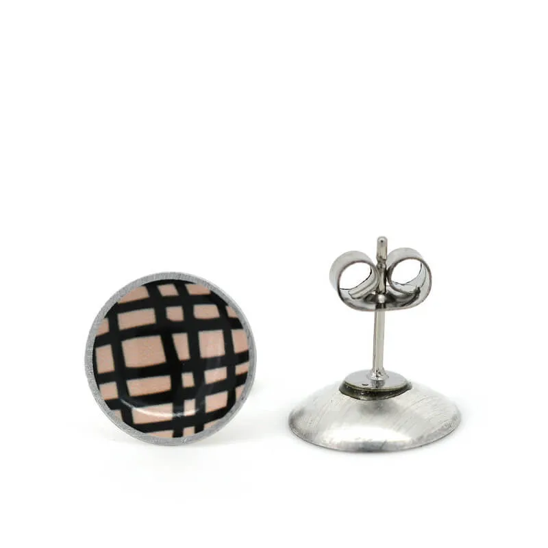 Crosshatch - Birds Nests For Hair - circle stud earrings