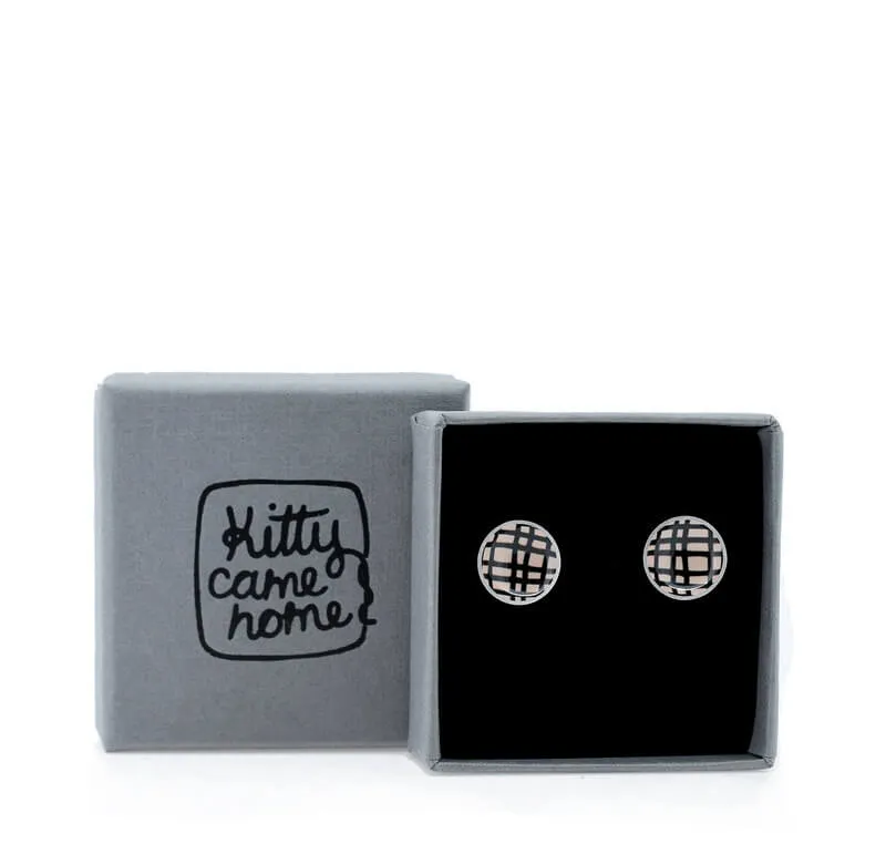 Crosshatch - Birds Nests For Hair - circle stud earrings