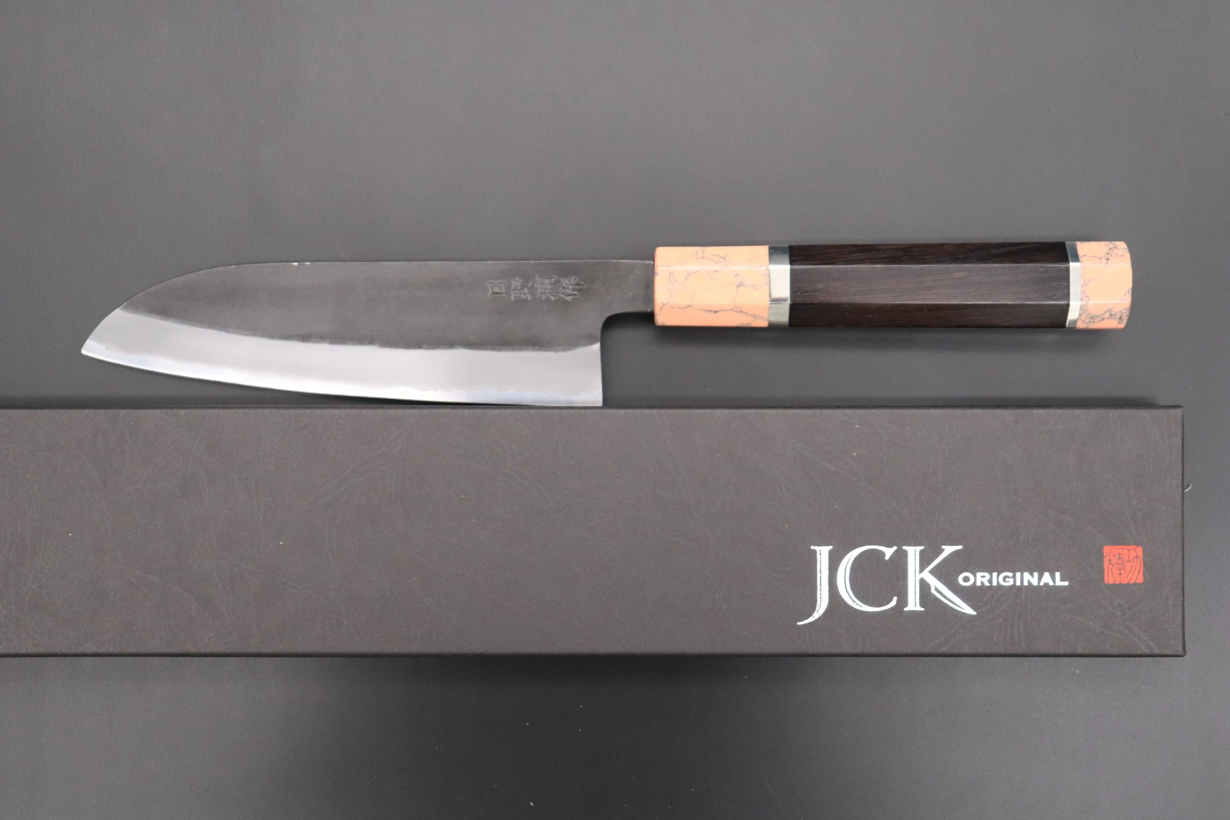 Custom Limited Edition, Hinoura White Steel No.1 Kurouchi Series HS1-4SP3 Wa Santoku 165mm (6.4 Inch)