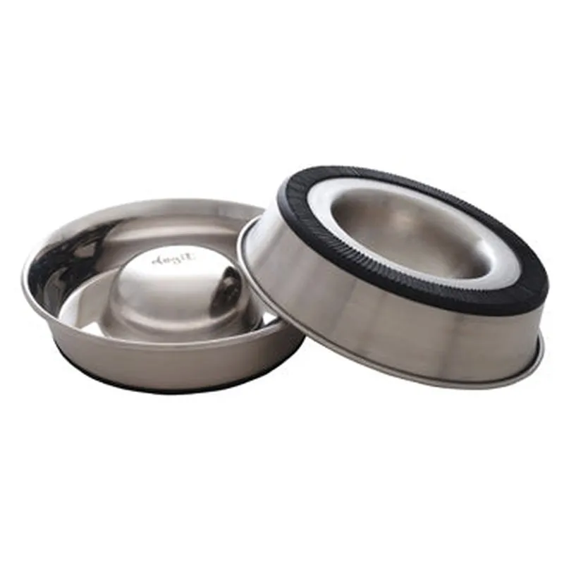 Dogit Stainless Steel Bowl, Non Skid, Slow Feeder Bowl