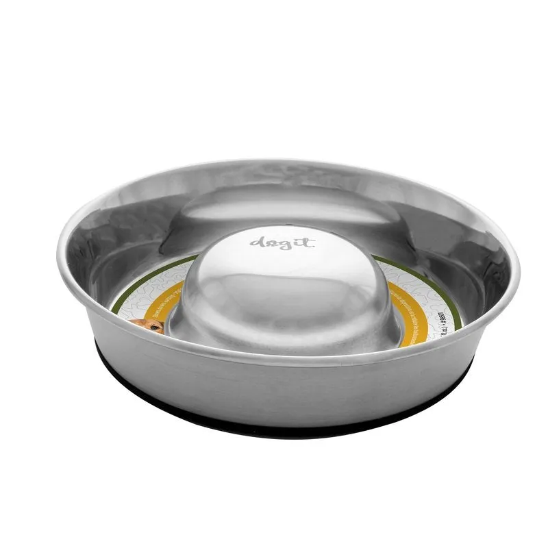 Dogit Stainless Steel Bowl, Non Skid, Slow Feeder Bowl